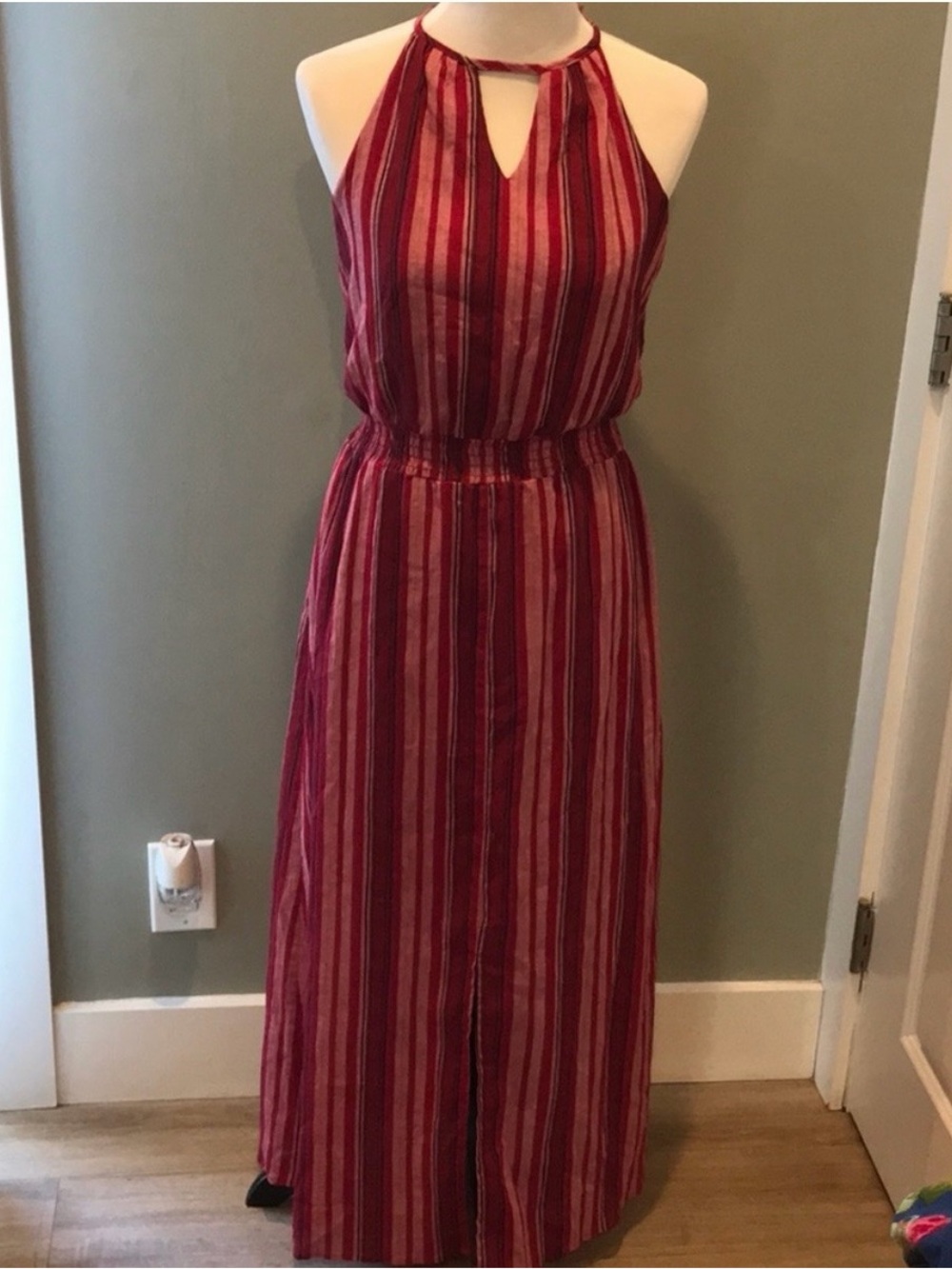 Universal Thread Red Striped Halter Maxi Dress